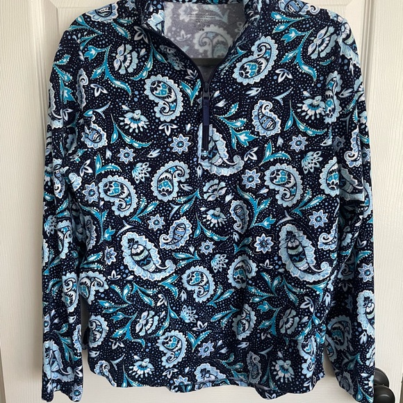 Vera Bradley Quarter Zip Pullover Blue Paisley Medium - Picture 2 of 3